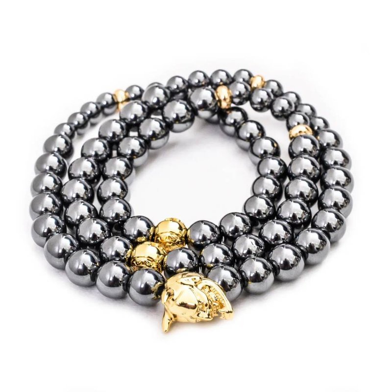 【Conviction. Forgiveness] (Silver) handmade Japanese Kito beaded bracelet black bile Stone 14K gold plated Bronze - สร้อยข้อมือ - ทองแดงทองเหลือง สีเทา