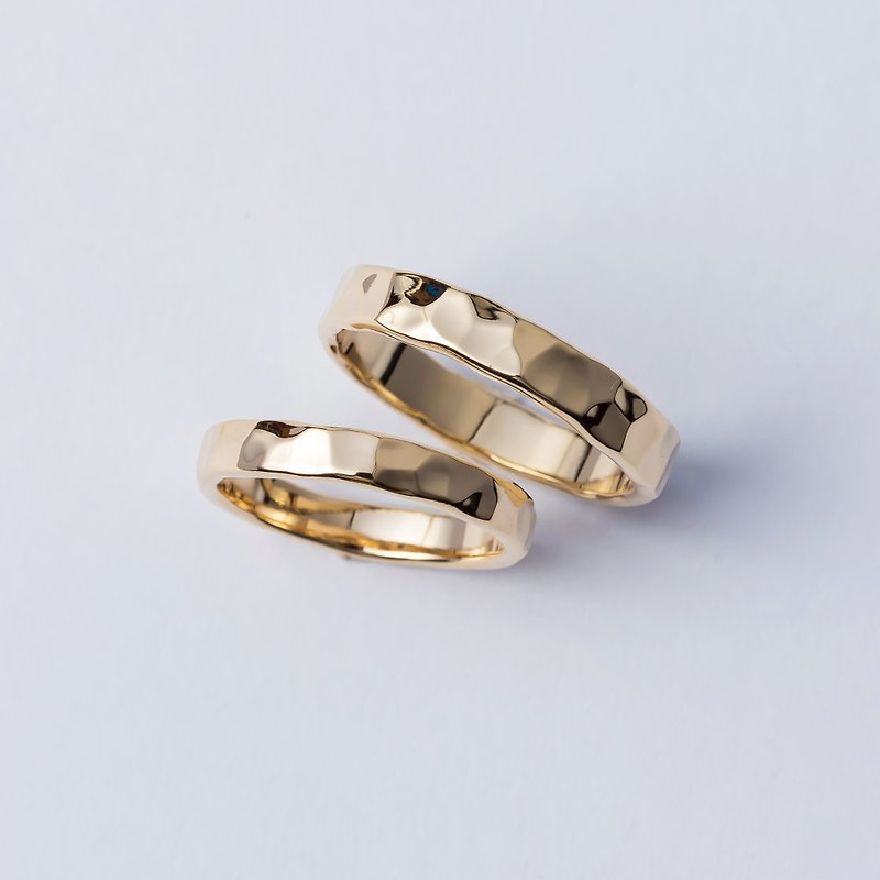 [Mother's Day Gift] Luoyu (single) 925 sterling silver 18K champagne gold engraved pair of wedding rings - แหวนทั่วไป - เงินแท้ สีทอง