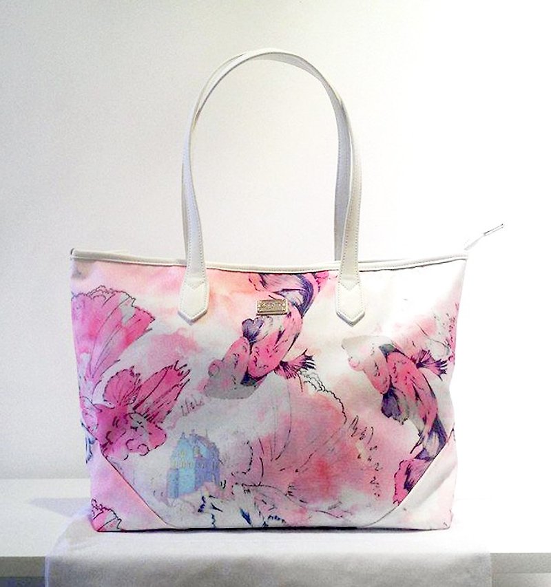 Hong Kong designer brand BLIND by JW goldfish printing side of the backpack - Messenger Bags & Sling Bags - Waterproof Material Pink