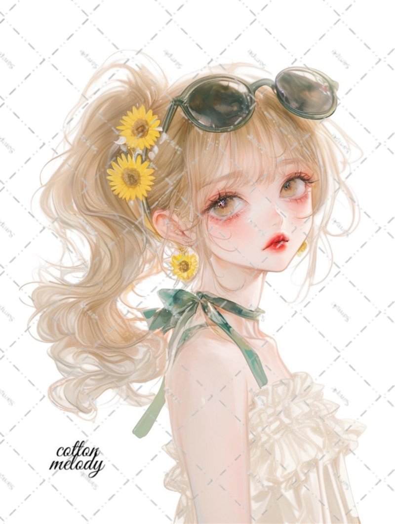 original sticker no.5713 人物ステッカー オリジナルステッカー 人物ステッカー 女の子ステッカー オリジナル人物ステッカー - 貼紙 - 紙 