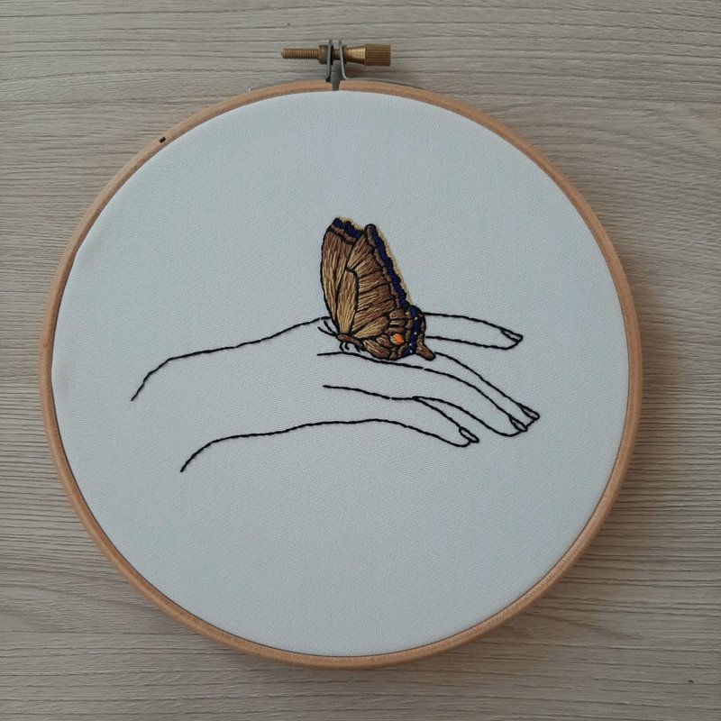 刺繡 蝴蝶 hand embroidery DIY, Butterfly pattern pdf - 編織/刺繡/羊毛氈/縫紉 - 繡線 咖啡色