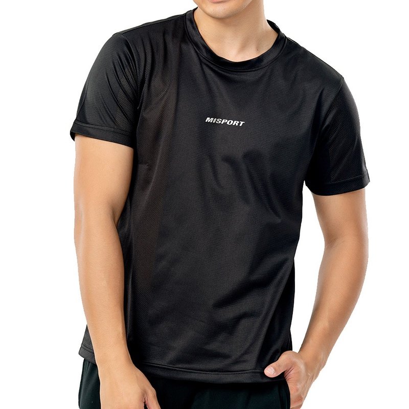 MIT專利呼吸衣-運動迷胸前經典小字LOGO T 吸濕排汗衣 機能服 - 運動上衣/排汗衫 - 聚酯纖維 黑色