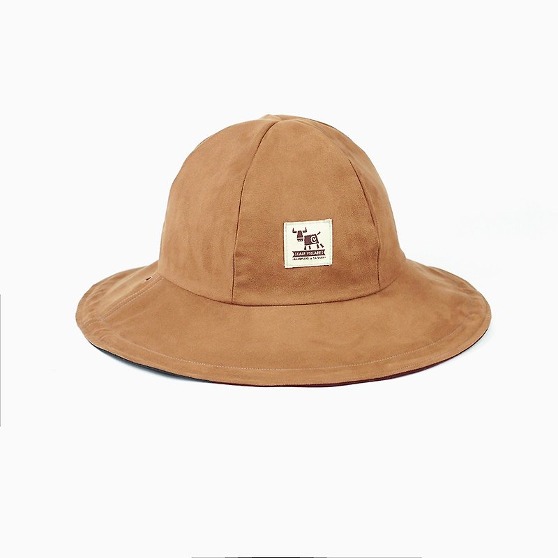 Handmade double-sided hat - หมวก - ผ้าฝ้าย/ผ้าลินิน สีนำ้ตาล