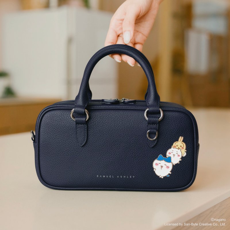 【PRE-ORDER ONLY - Available in late Jan 2026】 CHIIKAWA Leather Barrel Bag - Navy - กระเป๋าถือ - หนังแท้ สีน้ำเงิน