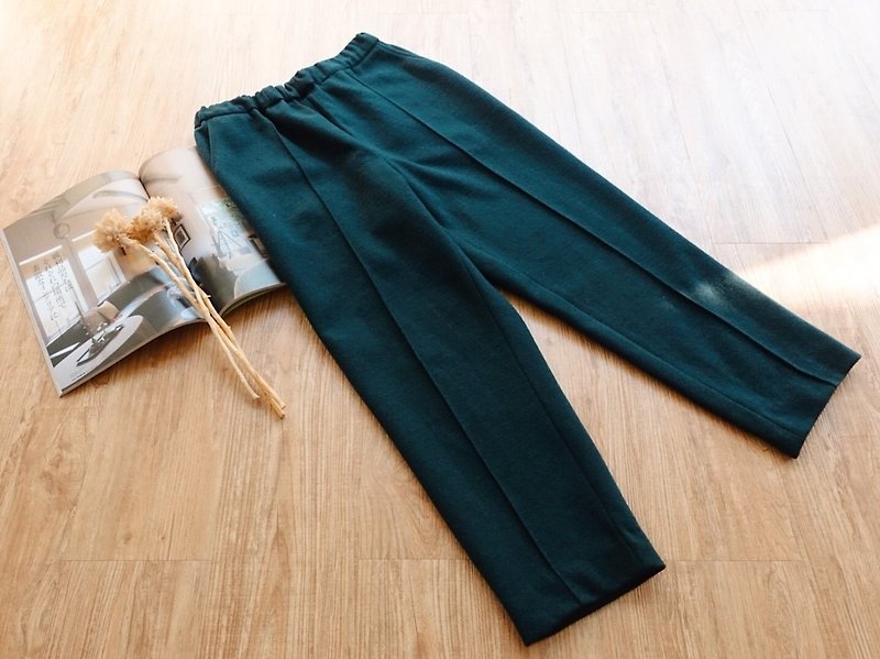 Vintage下著 / 毛料長褲 no.102 - 闊腳褲/長褲 - 其他材質 綠色