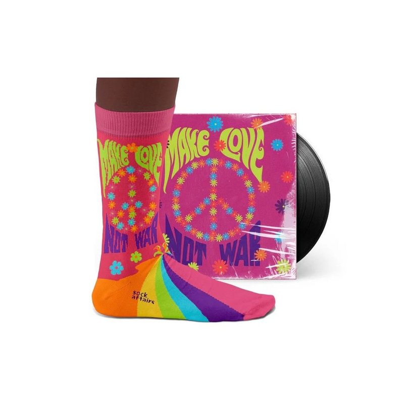 [Imported from Portugal] Peace & Love Socks (M) mid-calf socks for men and women - Socks - Cotton & Hemp Pink