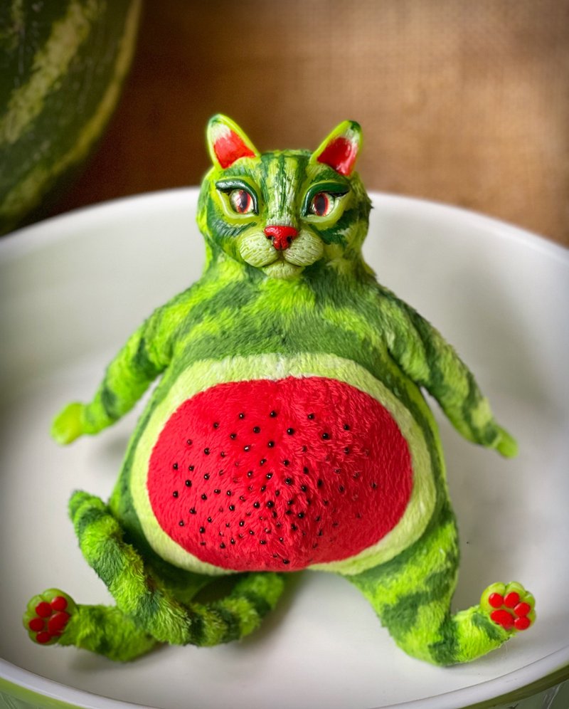 Watermelon Cat doll - ตุ๊กตา - ดินเหนียว สีเขียว