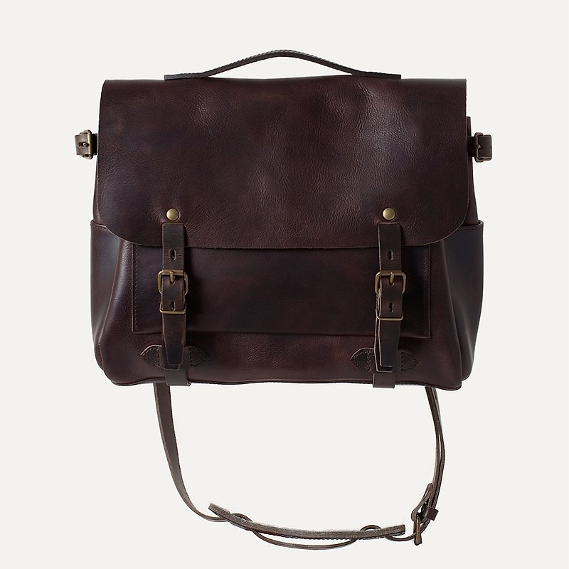 [Bleu de Chauffe] Eclair M leather messenger package _Tourbe / peat brown - กระเป๋าแมสเซนเจอร์ - หนังแท้ 