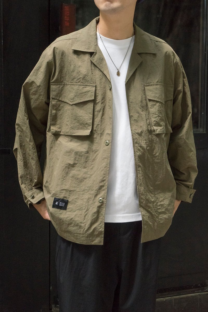 SHIRT Japanese trendy nylon light waterproof multi-bag work shirt textured windbreaker jacket Cityboy - เสื้อเชิ้ตผู้ชาย - ไนลอน หลากหลายสี