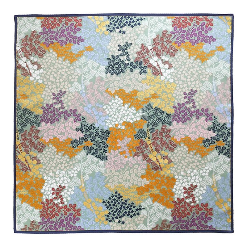 GASHOEN, Kusaki, Noh, handkerchief, 45 x 45cm, 100% cotton, gift made in Japan - ผ้าเช็ดหน้า - ผ้าฝ้าย/ผ้าลินิน สีเขียว