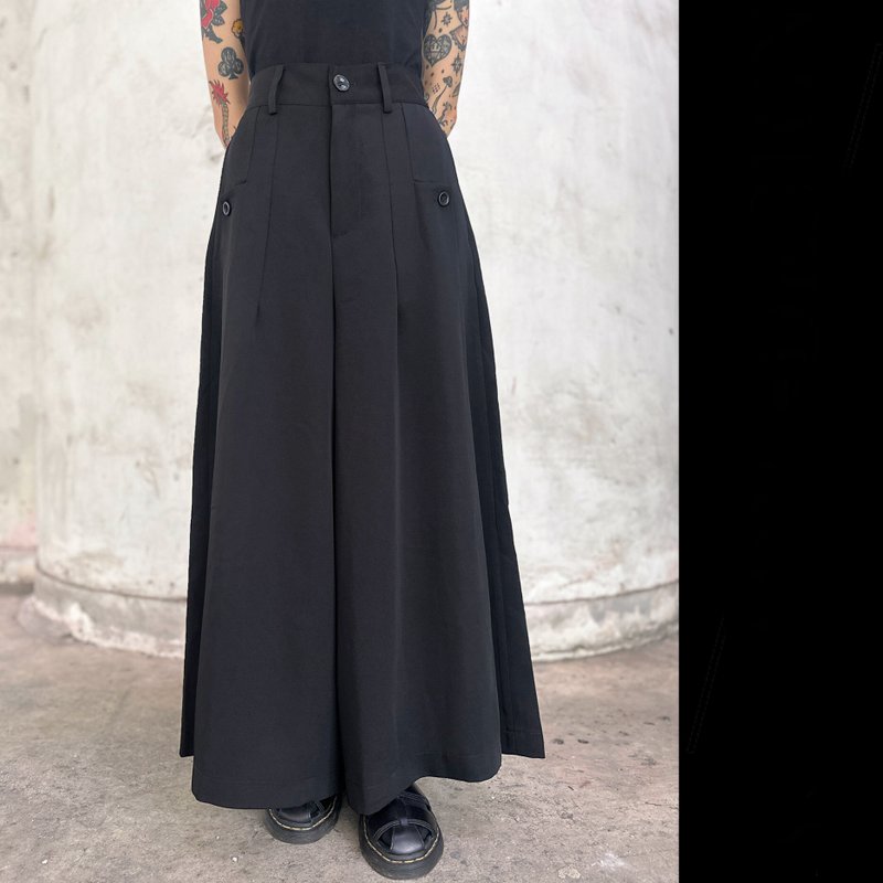 影子高腰褲/男女同款 - 中性長褲/短褲 - 其他人造纖維 黑色