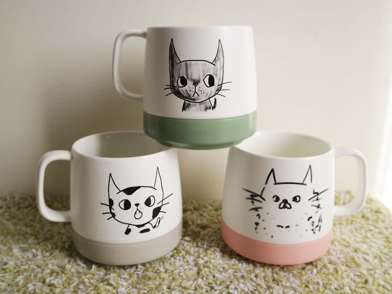 Customized Meow Meow Frosted Cup can be customized blessing Xiaoyu 6 styles, 6 colors, 4 with exquisite gift box - Mugs - Porcelain Multicolor
