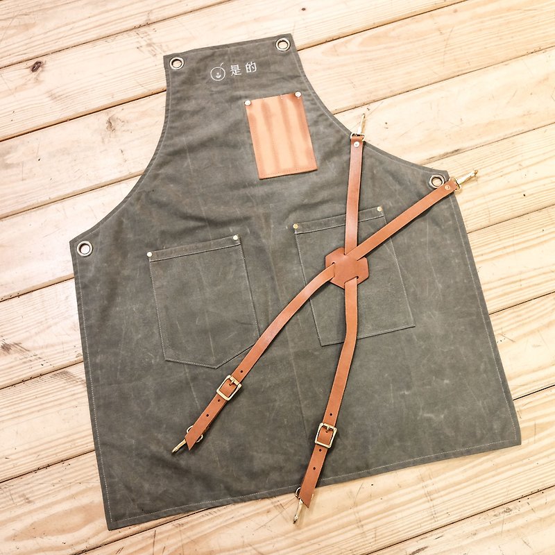 Apron Custom Work Apron Waterproof Double Layer Wax / Brass Buckle / Leather Embroidered Printing / Ji.co - Other - Wax 