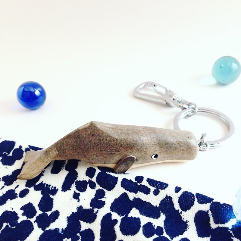 [Ocean Series x Sperm Whale] Handmade Wooden Key Ring/Strap - ที่ห้อยกุญแจ - ไม้ สีเทา