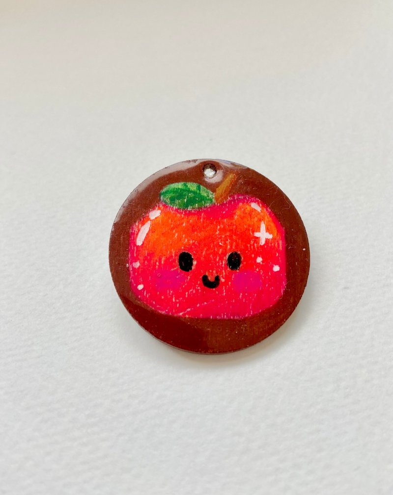 The apple Pin, Handmaed - Brooches - Wood 