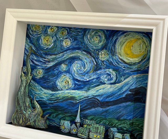 立体名画シリーズ】星の斑点_ヴァン・ゴッホ 星月夜ステレオ