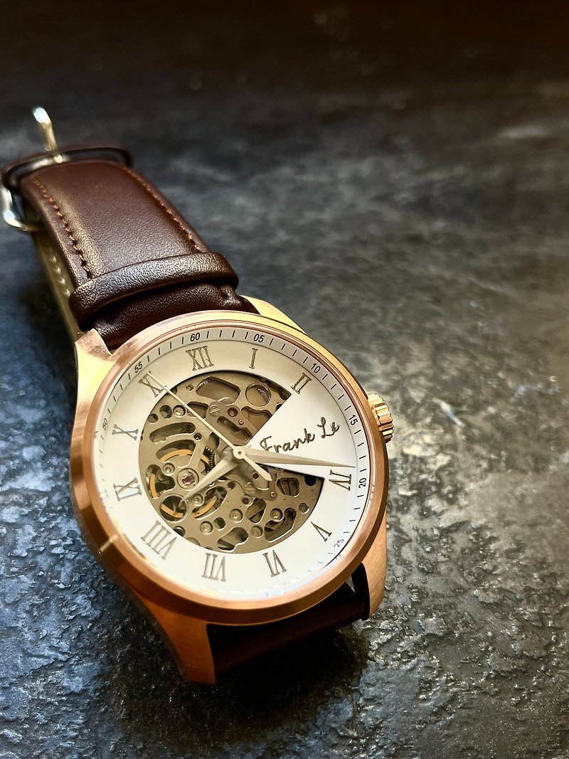 Name-engravable metal embossed dial/Japanese mechanical watch/skeleton movement/50m water resistance/self-winding - Men's & Unisex Watches - Stainless Steel 