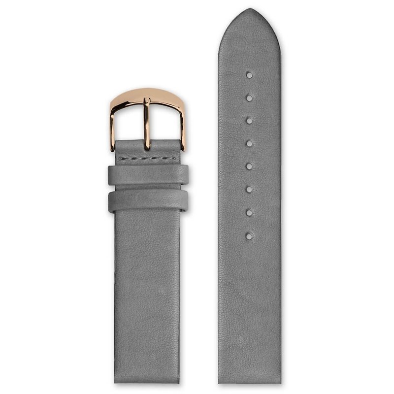 HYPERGRAND Leather Strap - 20mm - Grey Calfskin (Rose Gold Button) - Women's Watches - Genuine Leather Gray