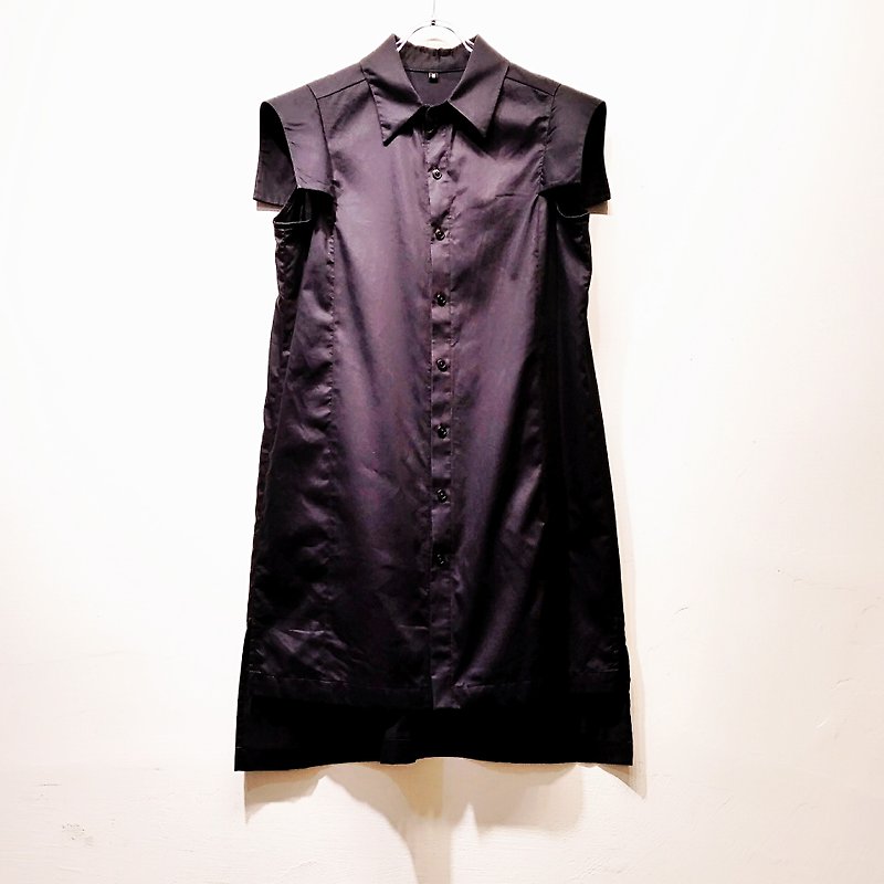 中性極簡暗黑時尚長版造型襯衫(男) Ray77 Galaxy - 男裝 恤衫 - 棉．麻 黑色
