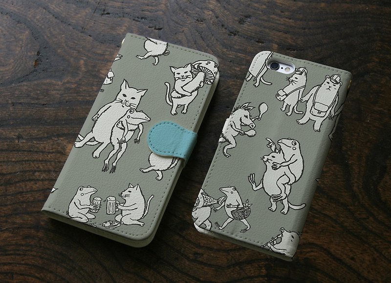 iPhone cover / notebook type Nakamatachi Gray - Phone Cases - Polyester Gray