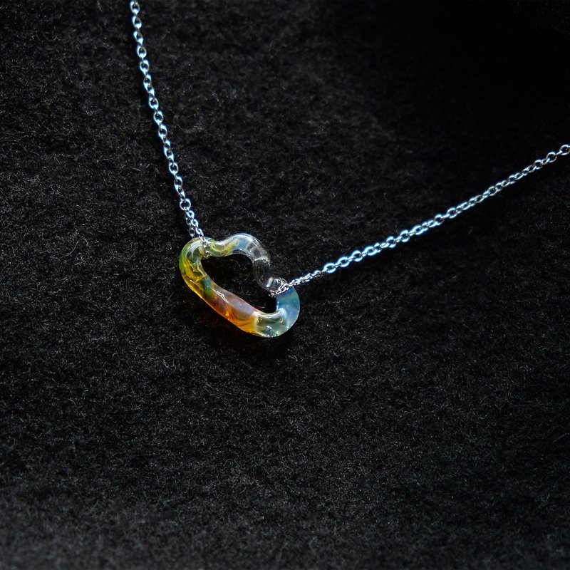 Transparent Mixed Glass Cloud Handmade Glass Necklace Multiple Ways to Wear - Necklaces - Glass Orange