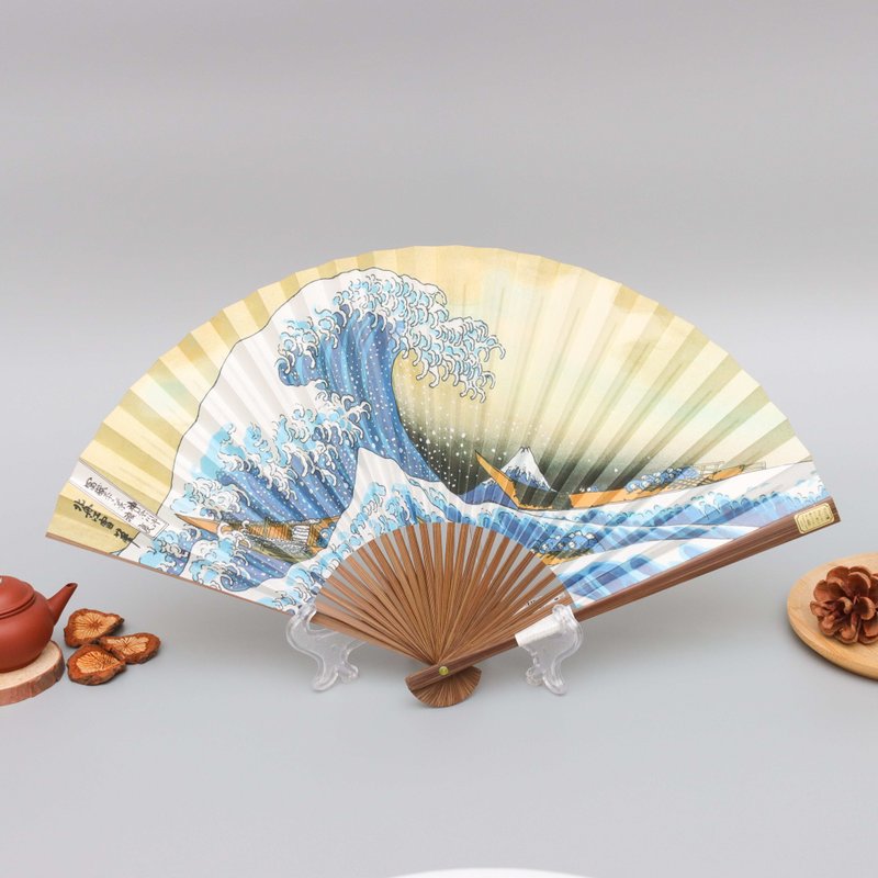 京都唐木浮世繪和紙扇子-葛氏北齋-神奈川沖浪裏 - 扇子 - 紙 