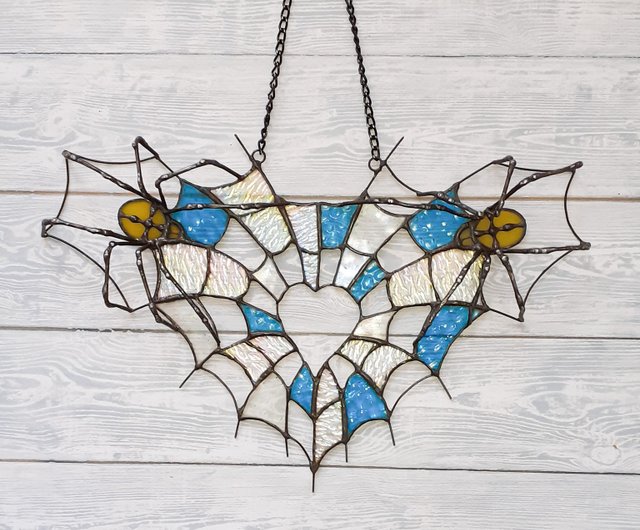 ステンドグラス スパイダー ドリームキャッチャー ハロウィン装飾 蜘蛛