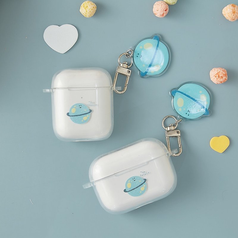 Smilie Space Planet Transparent AirPods Protective Case (With Charm) - ที่เก็บหูฟัง - พลาสติก สีใส