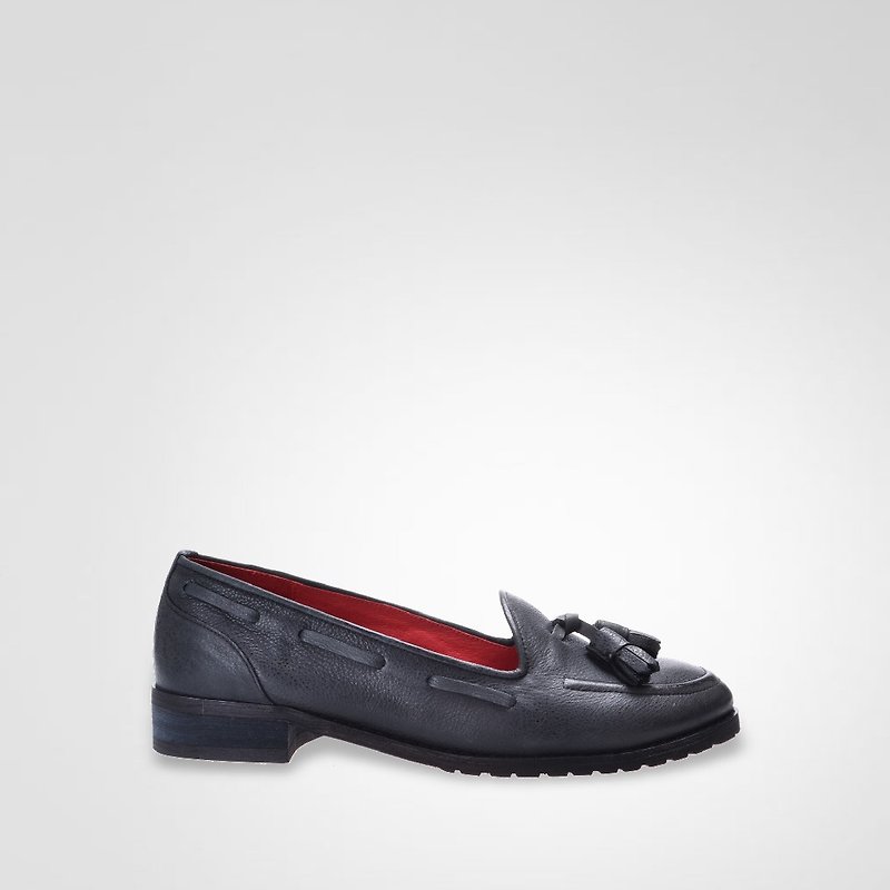 Classic fog black tassel loafers - รองเท้าอ็อกฟอร์ดผู้หญิง - หนังแท้ 