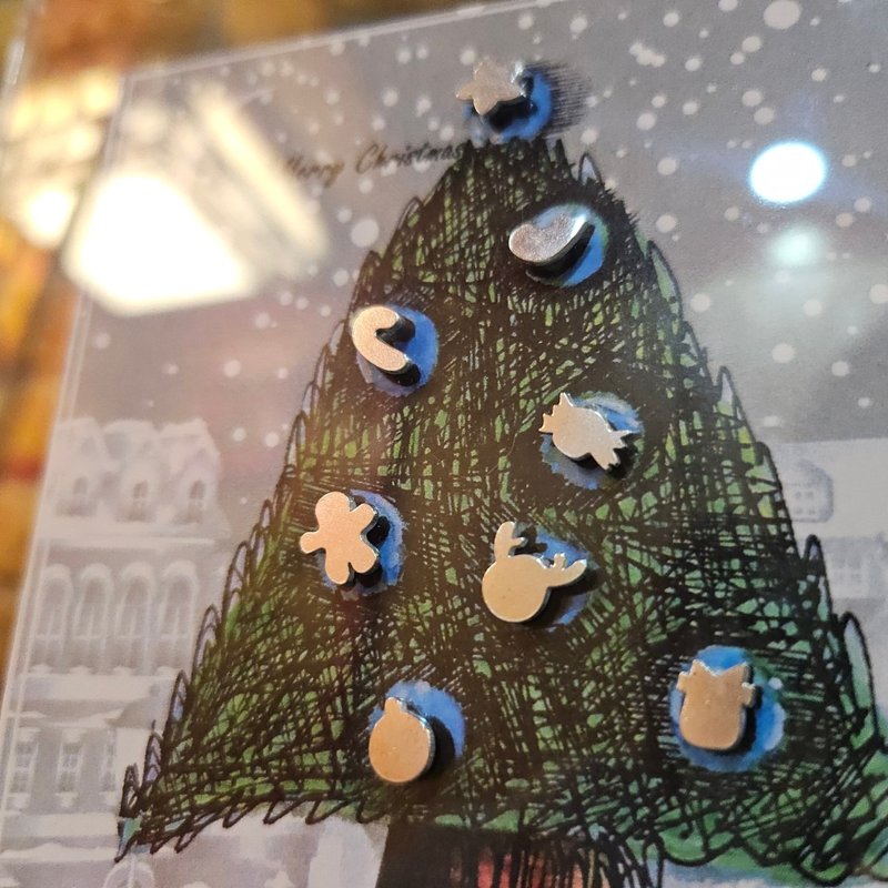 Christmas Tree 999 Sterling Silver Stud Earrings - ต่างหู - เงินแท้ 