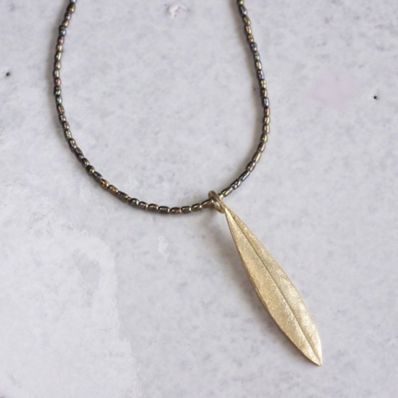 Olive leaf necklace [P072K10] - สร้อยคอ - โลหะ 