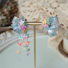 藍光花語 垂墜花可拆式 2way 水晶花 樹脂花 流蘇耳環
