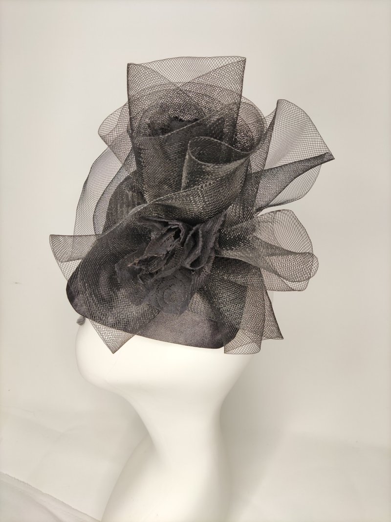 Don-Ya Mi Fashion banquet style hair accessories black top hat niche designer custom brand - Hair Accessories - Silk Black