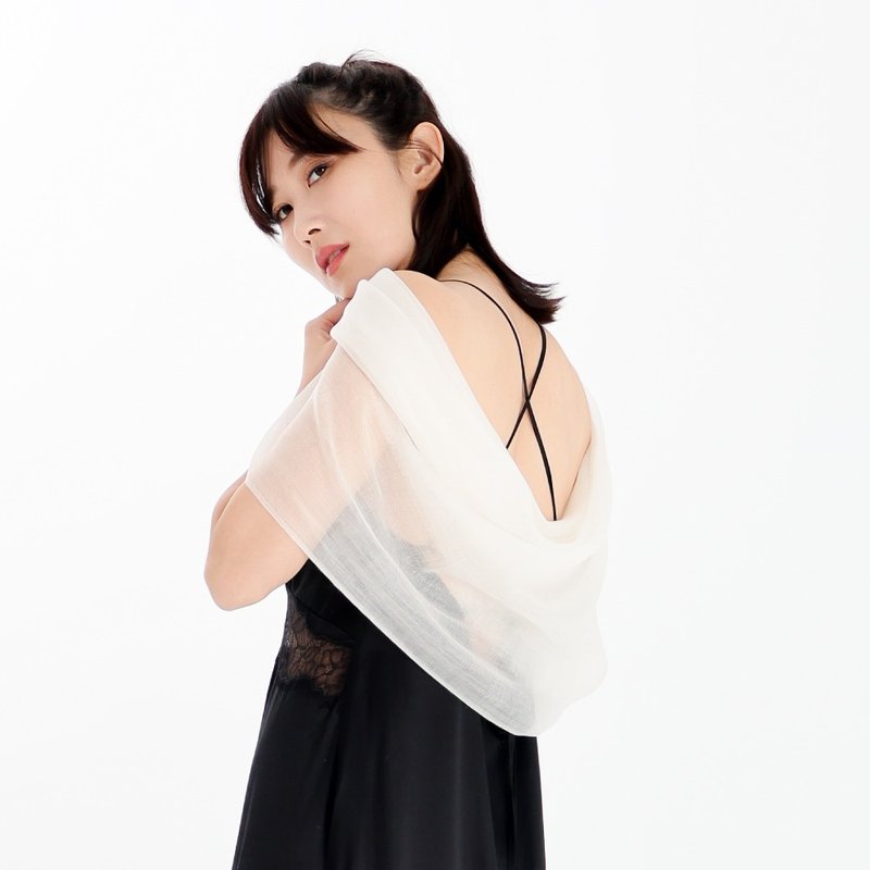 クラウドホワイト| ライトスターカーテンリングベルベットカシミアスカーフ - スカーフ - ウール ホワイト