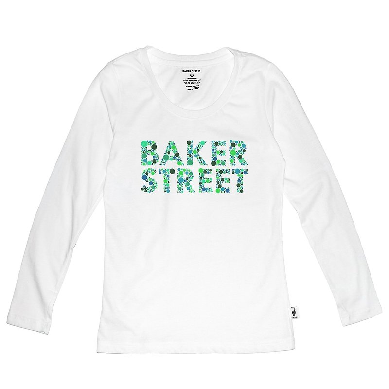 British Fashion Brand [Baker Street]　Ishihara Fonts Printed Long Sleeve - Women's Tops - Cotton & Hemp White