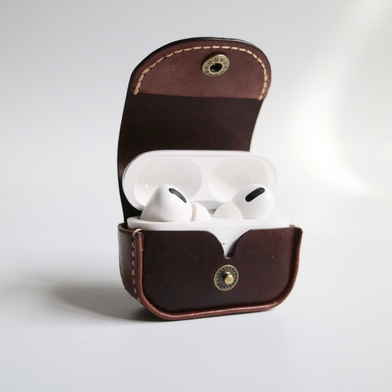 AirPods pro 2 皮革保護套 保護殼 收納皮套 ----布朗尼 - AirPods/耳機保護套 - 真皮 咖啡色