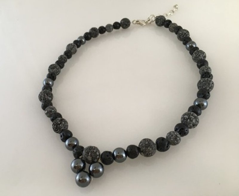 Lava + Hematite Silver Necklace / Choker - Other - Gemstone 