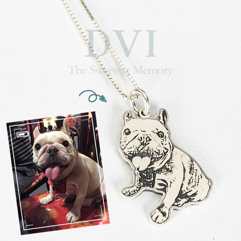 Personalized Photo Engrave Necklace Pets Dogs Lover Birthday Gift Memorial Gift - Necklaces - Sterling Silver Silver