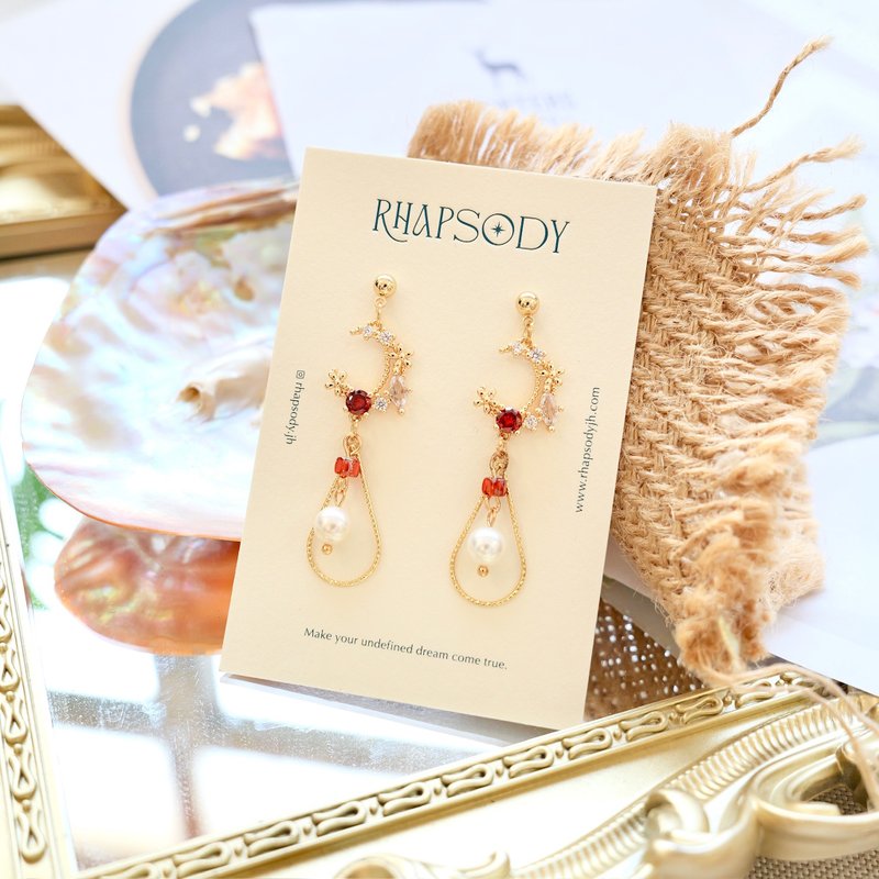 Amphibole Flower Pearl Earrings - ต่างหู - อลูมิเนียมอัลลอยด์ 