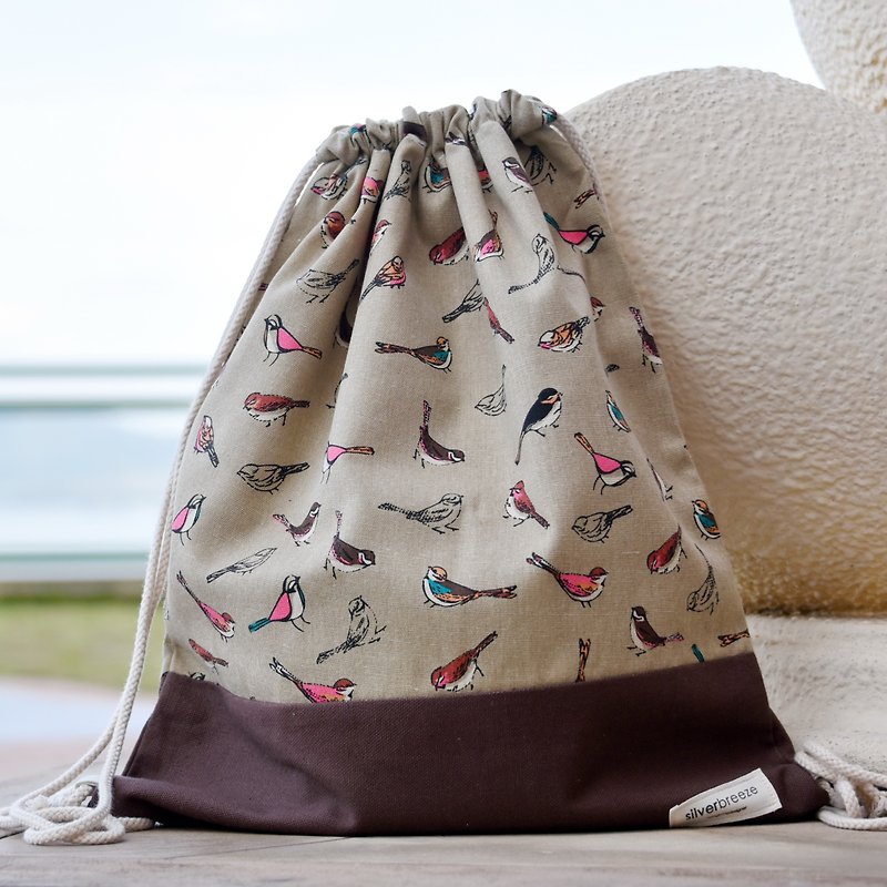 Silverbreeze~ Bundle Back Backpack ~ (B134) - Drawstring Bags - Cotton & Hemp Khaki