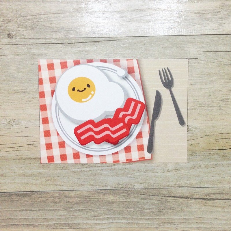 好餓 早餐吃什麼 - 培根蛋套餐 明信片 - 卡片/明信片 - 紙 透明