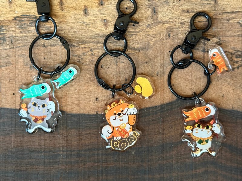 2026日富一日 順風順水 順財神 貓咪柴柴_好日吉雙面串串鑰匙圈 - 鑰匙圈/鑰匙包 - 壓克力 多色