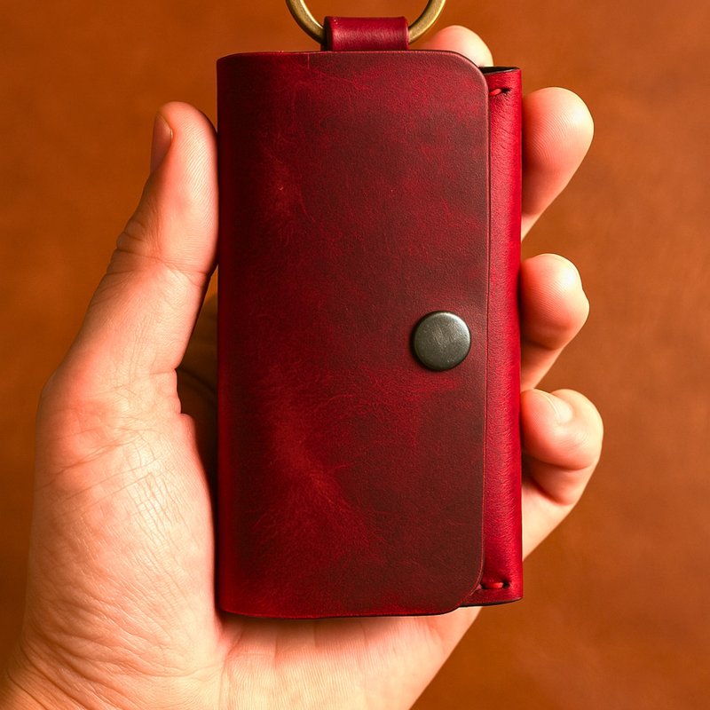 Minimalist Wallet with Key Ring – Compact Leather Card Holder & Coin Purse - 零錢包/小錢包 - 真皮 
