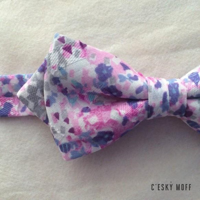 flower camouflage bowtie butterfly pointed - 領結/領巾 - 棉．麻 紫色