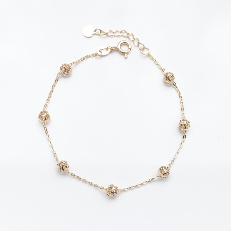 14K Rose Gold Ball Bracelet (Large) 雕刻金球手鍊(L) - 手鍊/手環 - 貴金屬 金色