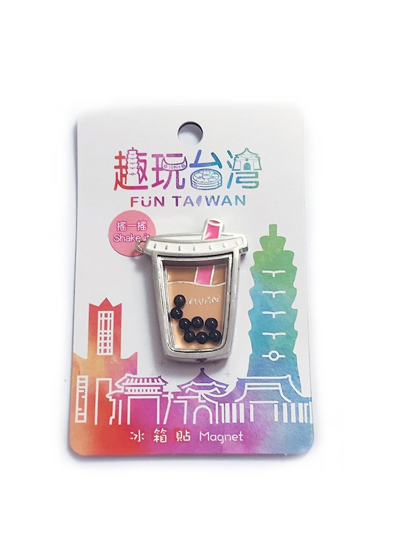 趣玩台灣磁鐵-珍珠奶茶(粉紅) - 磁鐵 - 其他金屬 銀色
