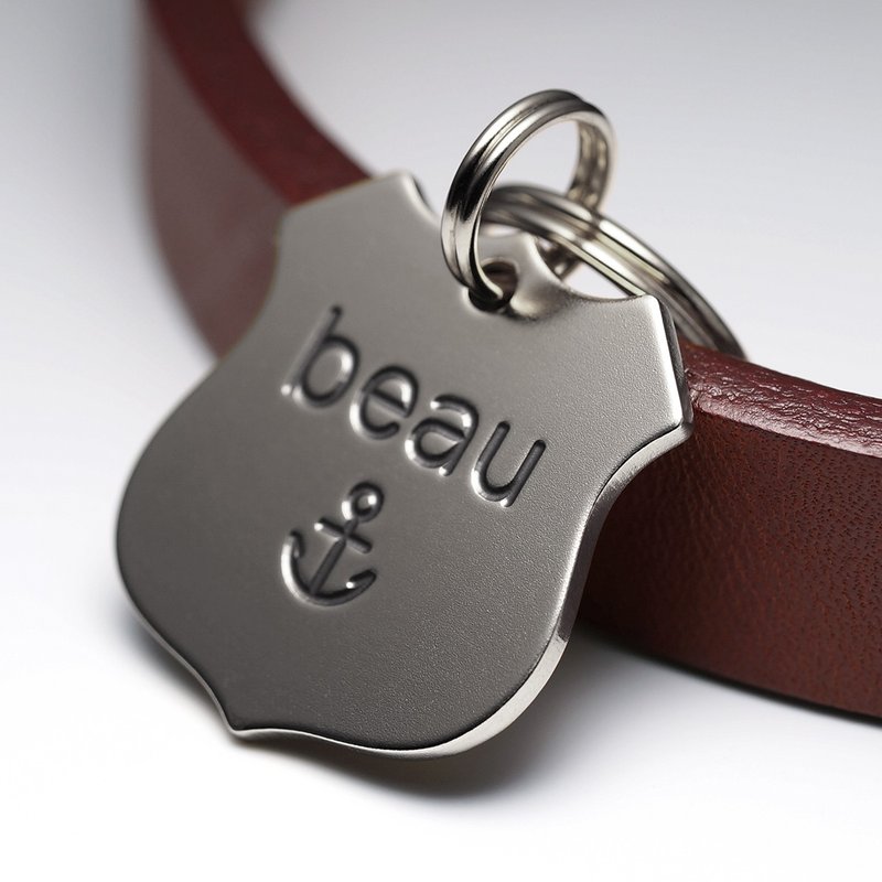 Shield Dog Tag, Nickel Dog Tag, Personalized Pet ID Tags, Engraved Name tag - อื่นๆ - โลหะ สีเงิน