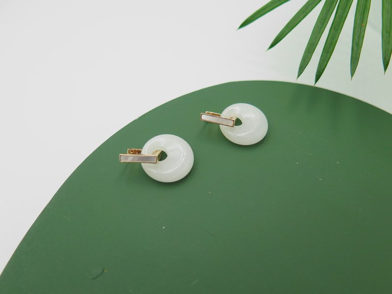 COLE COOL functional two way white jade earrings best gift Japanese style - Earrings & Clip-ons - Silver White