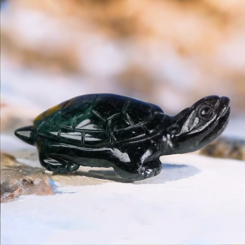 【Good Luck‧Longevity】Old Flower Green Jade Turtle Ornament | Natural Burmese Jade A-Grade | Gift - Other - Jade Green