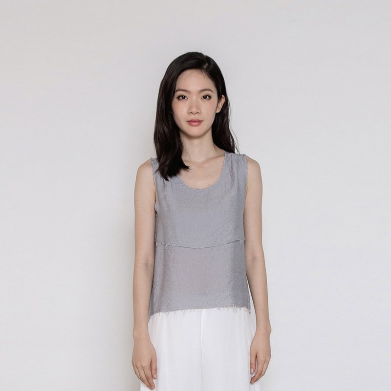 Peaceful Mind U Neck Layer Tank Top - Women's Vests - Polyester Blue